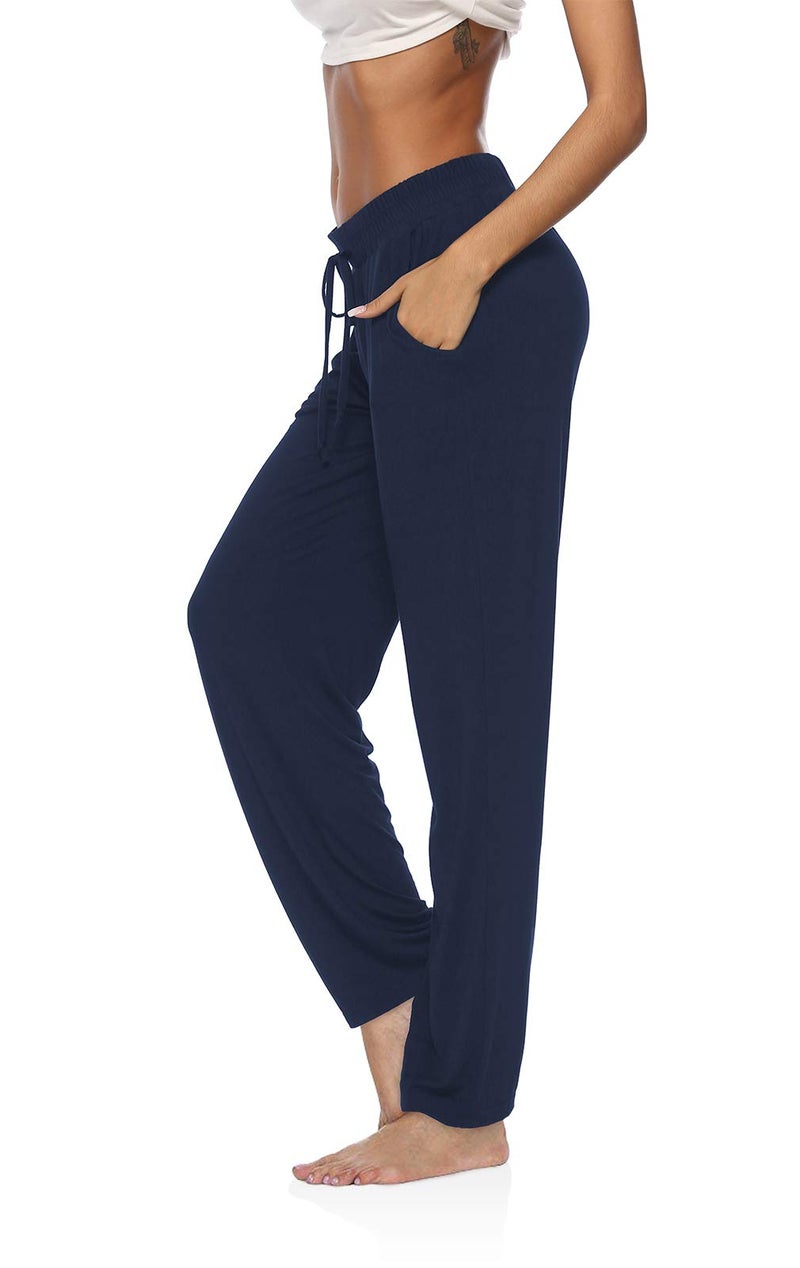 DIBAOLONG Womens Yoga Pants Wide Leg Comfy Drawstring Loose Straight Lounge Running Workout Legging Navy XL - Image 1